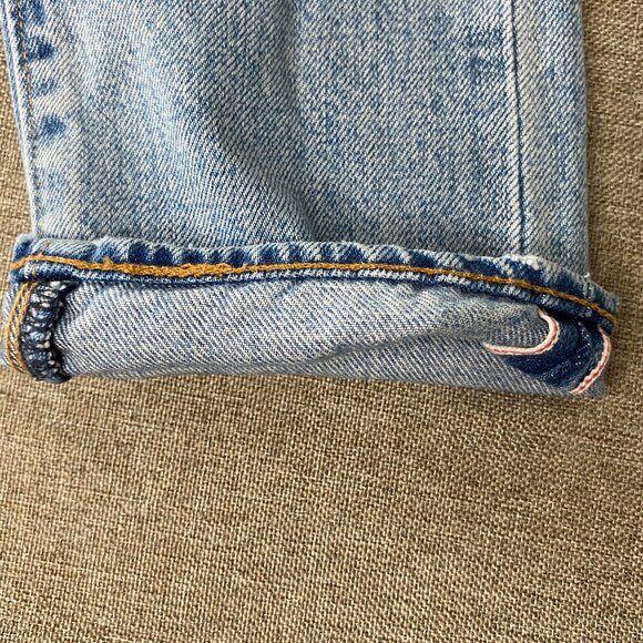 Levi's 505 C Japanese Selvedge Denim Jeans Women's 27 Blue Distressed Casual - Picture 5 of 16